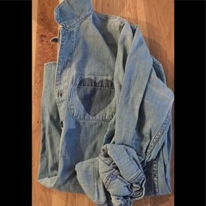 Madewell Chambray Heart Pullover NWOT L